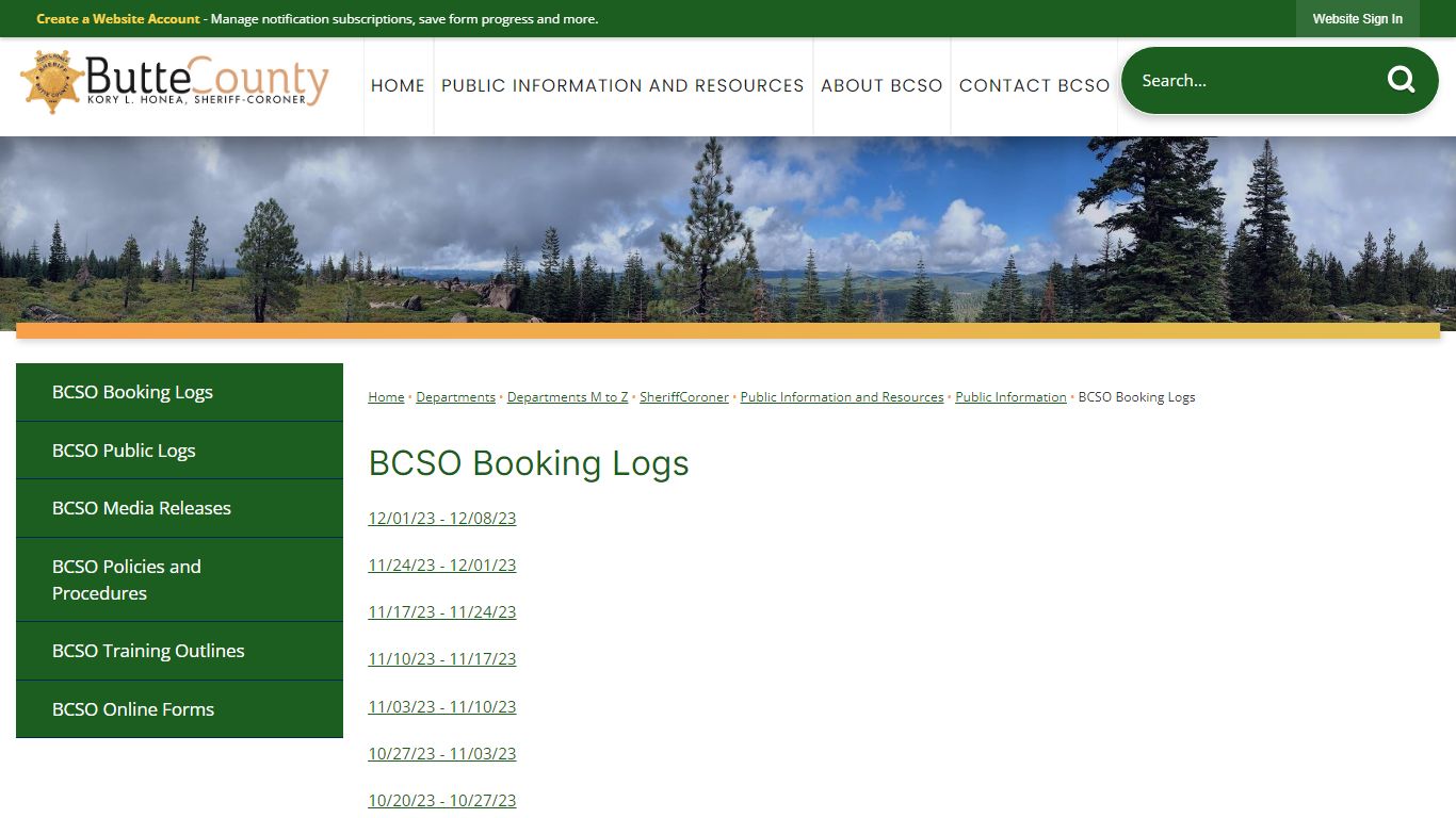 BCSO Booking Logs | Butte County, CA