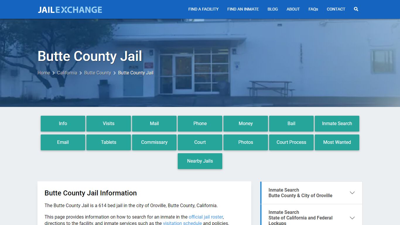 Butte County Jail, CA Inmate Search, Information